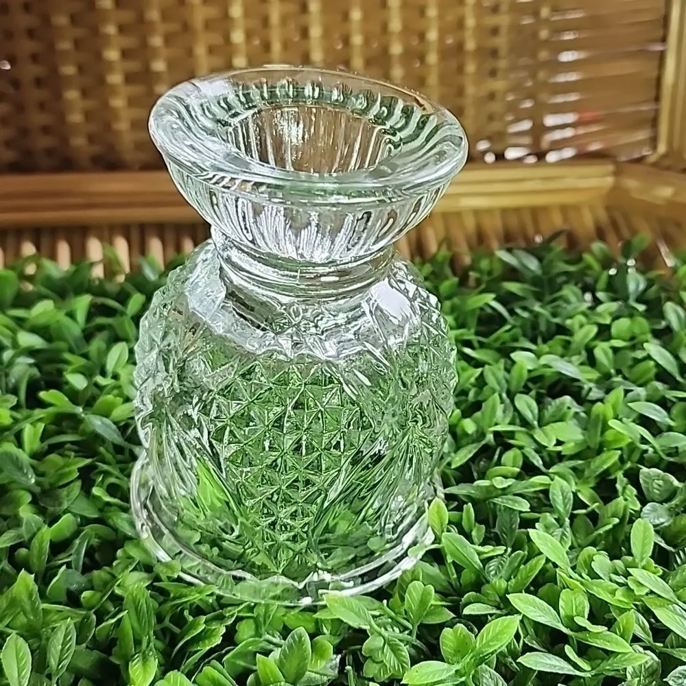 Vintage 80's Tulip Shape Faceted Glass Avon Votive/Taper Candle Holder